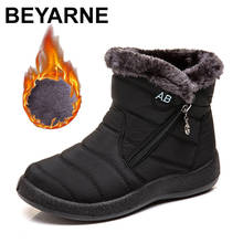 Beyarne-Botines de piel para mujer, botas de nieve cálidas, zapatos acolchados impermeables, calzado de invierno 2024 - compra barato