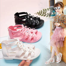 Meninas sandálias gladiador flores arco doce macio crianças casuais sapatos de praia crianças sandálias de verão princesa moda rosa branco sapatos 2024 - compre barato