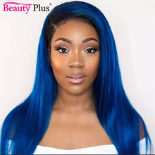 Ombre Blue Lace Front Wig 180% Remy Brazilian Human Hair Wigs Straight 13x1 T Part Lace Wigs Ear To Ear 13x4 Lace Frontal Wigs 2024 - buy cheap