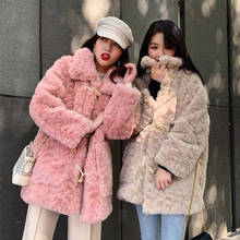 2020 Winter Warm Fur Coat Female Long Women Faux Fur Overcoat Pressed flowers Rabbit fur  Female Women Fur Jacket 2024 - buy cheap