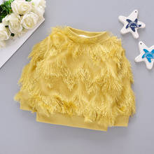 Winter Velvet Fashion Warm Tassel Pullover Baby Girls Outwear Tops Hoodies Kids Baby Girl Cloths 2024 - buy cheap