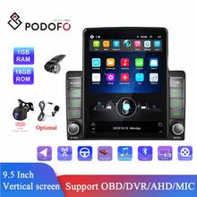 Podofo-rádio automotivo, 2 din, android, mp5 player, wi-fi, gps, 9.5 ", tela vertical, fm, estéreo, receptor universal 2024 - compre barato