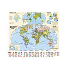 World Map With National Flag And Plate Distribution 90x90cm Non-woven Acrylic Inkjet Map No-fading 2024 - buy cheap