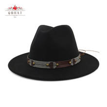 QBHAT High Quality Wool Felt Fedora Hat Black Jazz Caps for Men Women Flat Brim Panama Trilby Fedoras Formal Top Hats QB16 2024 - buy cheap