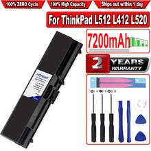Batería de 7200mAh para Lenovo ThinkPad L512 L412 L520 E425 E520 E525 W520 T410 T420 T510 T520 42T4751 42T4752 42T4885 42T4886 55 + 2024 - compra barato