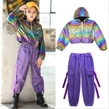 Children's Hip Hop Dance Costumes Multicolor Sweatshirt Casual Pants For Girls Purple Street Hiphop Outfit Stage Costume BL5715 2024 - buy cheap