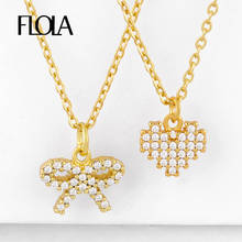 Женское Ожерелье в форме сердца FLOLA, золотое ожерелье с кристаллами из фианита и бантиком, ювелирное изделие nkeq68 2024 - купить недорого