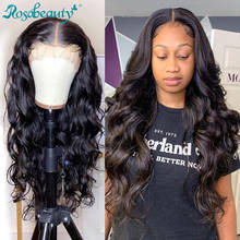 Rosabeauty парики из человеческих волос на фронте, перуанские волнистые волосы 28 30 дюймов, 360 фронтальный парик для черных женщин, предварительно выщипанные, 4x4 2024 - купить недорого
