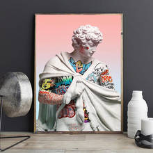 Arte de pintura em tela grafite de davi, escultura vaporwave, pôster e impressão de imagem de parede, decoração de casa e sala de estar 2024 - compre barato