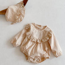 На весну и осень для маленьких девочек, комплект одежды из хлопка с длинным рукавом в Корейском стиле Стиль одежда для малышей для маленьких девочек Комбинезон для младенцев, для маленьких девочек s комбинезон 2024 - купить недорого