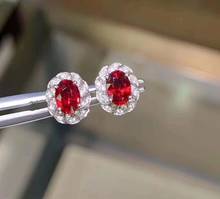 Fine Jewelry natural And Real Ruby Earring 925 sterling silver women earrings 2024 - buy cheap