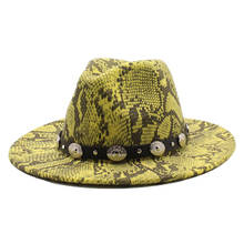Мужская шляпа со змеиным рисунком, летняя женская шляпа с кожаными цепочками и широкими полями, шляпа для церкви, шляпа для вечеринок 2024 - купить недорого