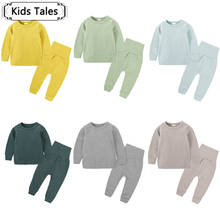 Pijama para crianças, conjunto de roupa de dormir em algodão para meninos e meninas, roupa de outono 2024 - compre barato