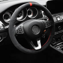 Funda negra para volante de coche, accesorio cosido a mano para mercedes-benz W205, C180, C200, C260, C300, B200 2024 - compra barato