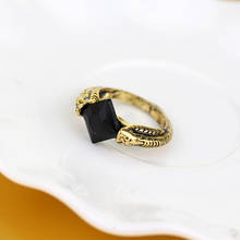 Anel de pedra ressurreição preto, anel vintage preto champanhe cristal atacado mulher e homem 2024 - compre barato