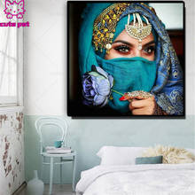 Полноразмерная квадратная круглая привлекательная 5d картина из страз, Цветочная вышивка, Алмазная мозаика, наклейка ручной работы для мусульманской девушки 2024 - купить недорого