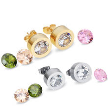2022 Hot sale Titanium steel jewelry wholesale female Crystal fromSwarovskis 4 color Zircon interchangeable couple earrings 2024 - buy cheap