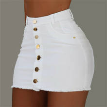 Women Summer Denim High Waist Stretch Bodycon Pencil Mini Jeans Skirt White Black 2024 - buy cheap