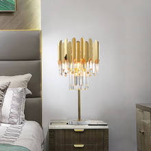 Современная Хрустальная настольная лампа из нержавеющей стали, Золотая Роскошная декоративная настольная лампа для гостиной, прикроватная лампа для спальни 2024 - купить недорого