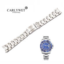 Carlywet-pulseira de relógio de aço inoxidável, 20, 21mm, prata, meio polido, inoxidável, para submariner 2024 - compre barato