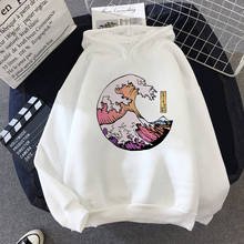 Japanese Waves Cartoon Style Print Hoodie Harajuku Aesthetic Clothes Hoodies Women Autumn Winter Sudaderas Pullover Sweatshirt 2024 - buy cheap