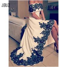 JIERUIZE Black Lace Appliques Hi Low Wedding Dresses Sleeveless Off Shoulder Ivory A Line Bridal Gown vestidos de novia 2024 - buy cheap