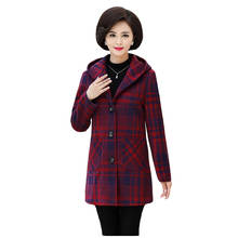Abrigo de lana con capucha para mujer, chaqueta holgada de talla grande, a la moda, para Otoño e Invierno 2024 - compra barato