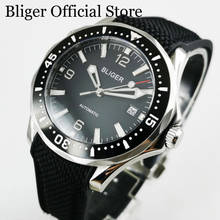 Bliger-novo relógio masculino, vestido automático, preto, vidro de safira, janela, borracha, com movimento de enrolamento automático 2024 - compre barato