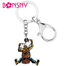 Bonsny Acrylic Halloween Horrifying Zombie Keychains Realistic Print Keyring Jewelry For Women Men Novelty Gift Car Accessories 2024 - buy cheap