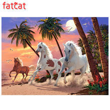 FATCAT 5d diy Diamond Painting Beach horse Diamond Embroidery animal Full Square Round Mosaic stickers home decor AE510 2024 - buy cheap