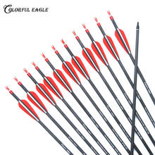28/30/31 Inches Spine 300 400 Pure Carbon Arrow with Red White Feature for Compound/Recurve Bow Hunting Shooting 2024 - buy cheap