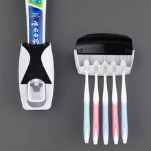 Набор аксессуаров для ванной комнаты, автоматический настенный держатель для зубной щетки, стеллаж для хранения зубной пасты 2024 - купить недорого