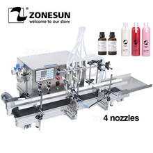 ZONESUN-bomba magnética de 4 boquillas, rellenador de agua líquida automático CNC con transportador para Perfume, Alcohol, peróxido de hidrógeno 2024 - compra barato