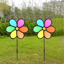 Colorful Small Flower Windmill Garden Decoration Triple Wheel Spinner Kids Toy Garden Ornament Outdoor Buildings Wind Spinners 2024 - buy cheap