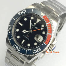 Parnis 40mm GMT Luminous WATCH Black dial ceramic bezel sapphire glass Stainless steel strap automatic movement men's watch 2024 - buy cheap