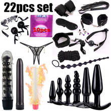 Juego de juguetes sexuales bdsm para mujeres, juego de Bondage, esposas, látigo, cuerda, tapón Anal, vibrador, productos para adultos, Juguetes sexuales para parejas, 22 Uds. 2024 - compra barato