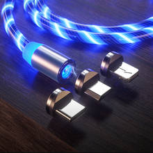 Tutew LED brillo que fluye cargador magnético cable usb tipo C Micro USB C 8 Pin de carga para iPhone Cable magnético cable de carga Cable 2024 - compra barato