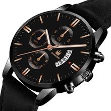 reloj hombre Luxury Mens Watch Fashion Sport Wrist Watch Alloy Case Leather Band Watch Quartz Business Wristwatch calendar Clock 2024 - buy cheap