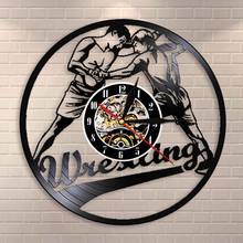 Wrestle Sport Combat Holds Grappling Pins Wrestling Wall Clock Vinyl Record Wall Clock Boxing Fighters Home Decor Wall Watch 2024 - buy cheap