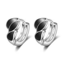 Everoyal Trendy 925 Silver Earrings For Women Accessories Charm Glaze Black Male Hoop Earrings Men Accessories Girls Bijou 2024 - buy cheap