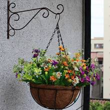 European Style Balcony Plant Flower Pot Wrought Iron Hooks Holder Wall-Mounted Hanging Basket Bracket Home Garden Decoration 2024 - buy cheap