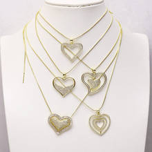 10 hebras de circonia cúbica en forma de corazón, accesorios de joyería, caja, cadena, collar para mujer, nuevo diseño 8284 2024 - compra barato