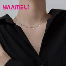 Real 925 Sterling Silver Bohemia Choker Necklace for Fashion Women Minimalist Fine Jewelry Cute Disk Accessories Gift 2024 - buy cheap
