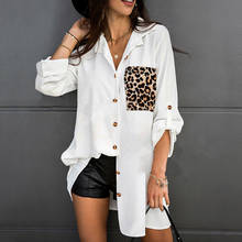 Women's Shirt Leopard Pocket Loose Long Shirts Long Sleeve Office Lady White Tops Casual Woman Blouses 2021 Autumn Clothing 2024 - buy cheap