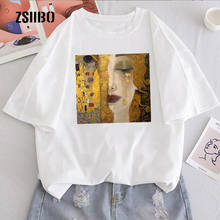 Camisetas de manga corta con estampado de Gustav Klimt para mujer, ropa informal Harajuku de talla grande, pintura al óleo 2024 - compra barato