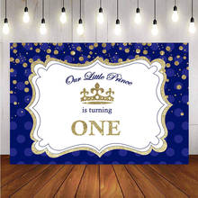 Royal blue baby shower gold glitter backdrop for photography crown newborn background for photo booth studio children supplies 2024 - buy cheap