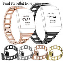 Pulseira de metal de aço inoxidável de luxo com ferramenta de substituição para fitbit ionic inteligente liberação rápida strass pulseira banda 2024 - compre barato