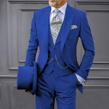 2020 Business Charcoal Grey Men's Suit Peaked Lapel 3 Pieces Groom Tuxedos Wedding Groomsman Set Custom Made Blazer With Pants 2024 - buy cheap