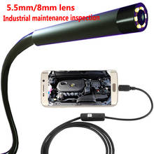 Эндоскоп 720P 5,5 мм объектив Змея полу-жесткий кабель 6 светодиодный светильник Водонепроницаемый USB Камера для ПК с Windows телефона с Android эндоскоп 2024 - купить недорого