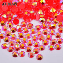 JUNAO 2 3 4 5 6mm Red AB Round Decoration Rhinestone Flatback Crystal Applique Scrapbook Strass Beads for Nail Jewelry Crafts 2024 - buy cheap